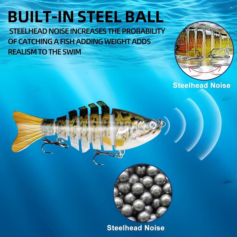 CTrowelpro 6PCS Fishing Lures for Freshwater and Saltwater with case,Slow Sinking Multi Jointed Swimbaits, Lifelike Lures for Bass Trout Crappie Walleye Pike - Image 5